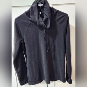 Black Cowl Neck Long Sleeve Fleece Top